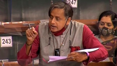 Congress MP Shashi Tharoor speaks in the Lok Sabha during ongoing Winter Session of Parliament, in New Delhi. (PTI) Congress MP Shashi Tharoor speaks in the Lok Sabha during ongoing Winter Session of Parliament, in New Delhi. (PTI)