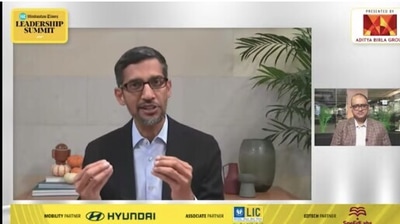 Sundar Pichai was speaking with HT editor-in-chief R Sukumar at HTLS 2021. (HT Photo) Sundar Pichai was speaking with HT editor-in-chief R Sukumar at HTLS 2021. (HT Photo)