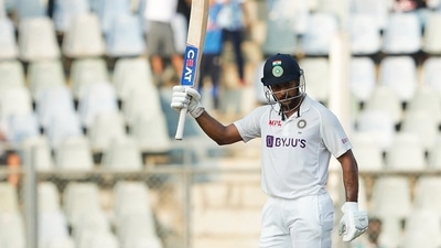  Mayank Agarwal celebrates his century. (BCCI) Mayank Agarwal celebrates his century. (BCCI)