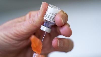 A syringe is loaded with the Pfizer Covid-19 vaccine at a clinic in Richmond, British Columbia, Canada on April 10. (AP/FILE)