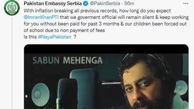 The official Twitter handle of Pakistan Embassy Serbia posted a public message condemning Imran Khan.&nbsp;