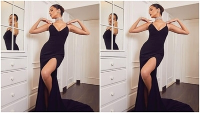 The midriff-baring gown hugged Tara's shape and showed off her curves. (Instagram/@tarasutaria)
