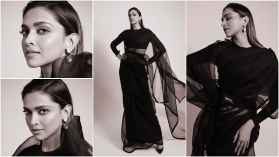 Deepika Padukone is a chic queen in black Sabyasachi saree and ...