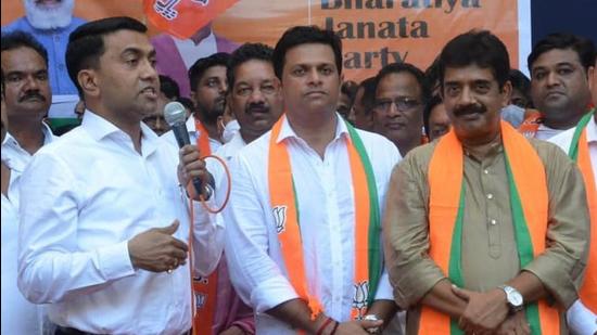 Jayesh Salgaonkar represented the Saligao constituency in north Goa which he wrested from the BJP in 2017 defeating then sitting minister Dilip Parulekar on a GFP ticket. (Twitter/@BJP4Goa)