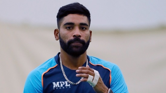 India's Mohammed Siraj during a practice session ahead of the 2nd test match between India and New Zealand at Wankhede stadium, in Mumbai on Thursday. (ANI) India's Mohammed Siraj during a practice session ahead of the 2nd test match between India and New Zealand at Wankhede stadium, in Mumbai on Thursday. (ANI)