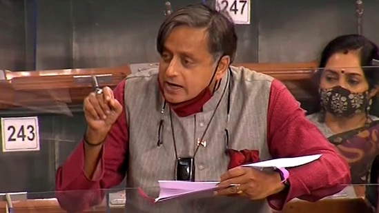 Congress MP Shashi Tharoor speaks in the Lok Sabha during ongoing Winter Session of Parliament, in New Delhi.(PTI) Congress MP Shashi Tharoor speaks in the Lok Sabha during ongoing Winter Session of Parliament, in New Delhi.(PTI)