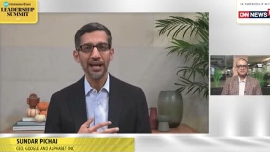 Sundar Pichai was speaking on the fourth day of HTLS 2021. (HT Photo) Sundar Pichai was speaking on the fourth day of HTLS 2021. (HT Photo)
