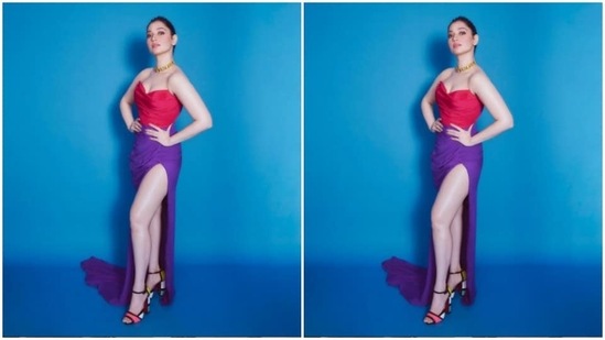 Styled by fashion stylist Shaleena Nathani, Tamannaah wore her hair into a clean bun.(Instagram/@tamannaahspeaks)