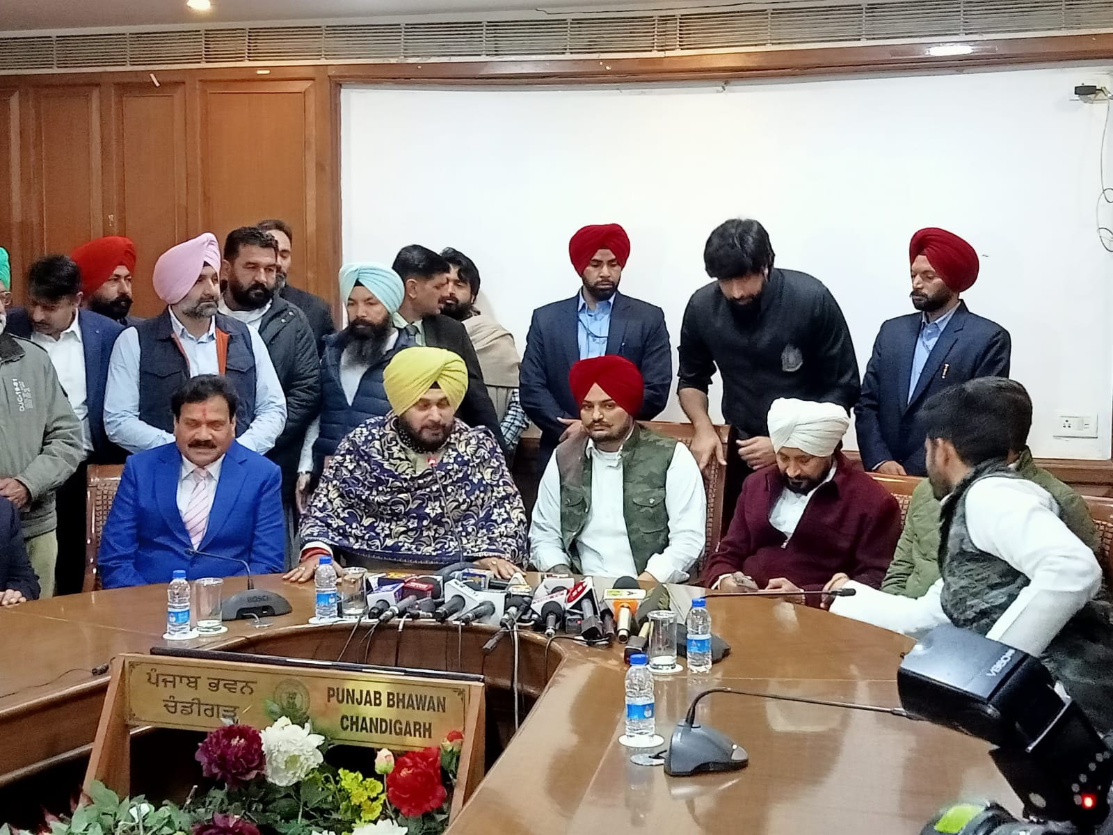 Punjabi singer Sidhu Moosewala joins the Congress party in Chandigarh.