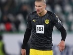 Dortmund's Erling Haaland is substituted during the German Bundesliga soccer match between VfL Wolfsburg and Borussia Dortmund in Wolfsburg, Germany, Saturday, Nov. 27, 2021.(AP) Dortmund's Erling Haaland is substituted during the German Bundesliga soccer match between VfL Wolfsburg and Borussia Dortmund in Wolfsburg, Germany, Saturday, Nov. 27, 2021.(AP)