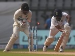 India's Ravichandran Ashwin is bowled during the day two of their second test cricket match with New Zealand in Mumbai, India, Saturday, Dec. 4, 2021.(AP) India's Ravichandran Ashwin is bowled during the day two of their second test cricket match with New Zealand in Mumbai, India, Saturday, Dec. 4, 2021.(AP)