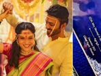 A glimpse of Ankita Lokhande and Vicky Jain's wedding card.
