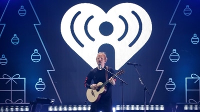 Ed Sheeran performs for the audience with his guitar at iHeartRadio Jingle Ball concert at The Forum, in Inglewood, California, United States.&nbsp; (REUTERS)