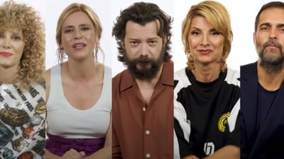 The image taken from the video by Netflix India shows actors from the series Money Heist. (YouTube/@Netflix India)