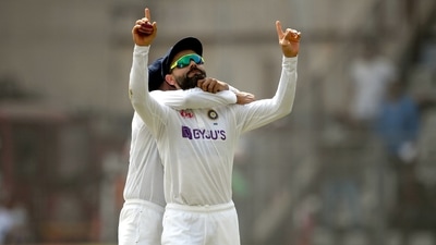 Indian captain Virat Kohli celebrates the wicket of New Zealand batter Will Young during the 2nd day of the 2nd test match between India and New Zealand, at Wankhede stadium in Mumbai. (PTI) Indian captain Virat Kohli celebrates the wicket of New Zealand batter Will Young during the 2nd day of the 2nd test match between India and New Zealand, at Wankhede stadium in Mumbai. (PTI)