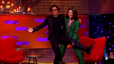 Zendaya and Tom Holland on The Graham Norton Show. Zendaya and Tom Holland on The Graham Norton Show.