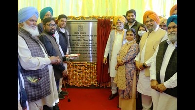 Cabinet Minister Rana Gurjit Singh Sodhi lays foundation stone of Swaddi Kalan Government ITI in Ludhiana on Saturday, December 04, 2021. (HT Photo)