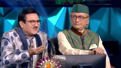 Dilip Joshi and Amit Bhatt join Amitabh Bachchan on the hot seat. Dilip Joshi and Amit Bhatt join Amitabh Bachchan on the hot seat.