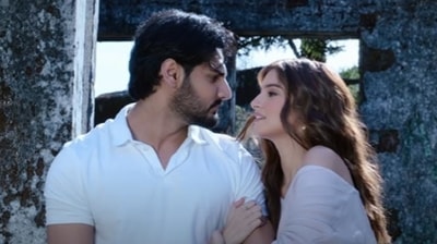 Ahan Shetty and Tara Sutaria in a still from Tadap. Ahan Shetty and Tara Sutaria in a still from Tadap. 