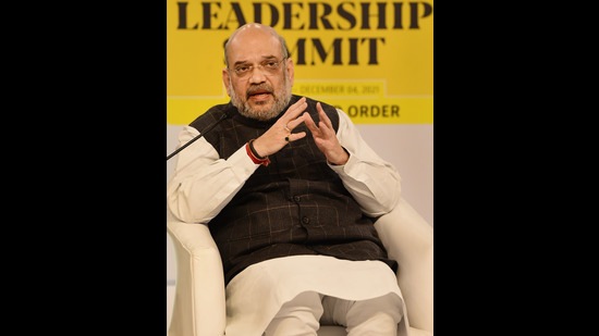 Union home minister Amit Shah delivers the keynote address at the Hindustan Times Leadership Summit, in New Delhi on Saturday. (PTI) Union home minister Amit Shah delivers the keynote address at the Hindustan Times Leadership Summit, in New Delhi on Saturday. (PTI)