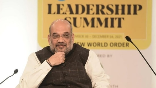 Talking about key decisions of the government, Shah said that post revocation of Article 370, there is peace in Kashmir and tourism is up.(HT photo/ Vipin Kumar)