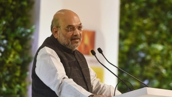 Praising PM Modi for tackling the oxygen crisis during second wave of Covid-19, Shah said - "Our production of medical oxygen was 1500 metric tonnes, but our requirement was 15,000. PM Modi ramped up the production by 10x"(HT photo/ Vipin Kumar)