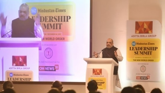 he Home Minister said PM Modi included 80 crore people who were never a part of country's progress.(HT photo/ Vipin Kumar)