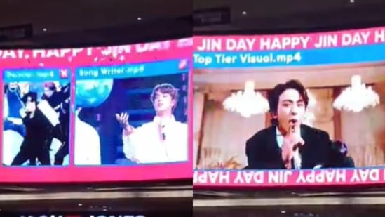 BTS fans in India celebrate Jin's birthday with a digital ad in a mall.&nbsp;