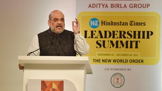 Addressing the Hindustan Times Leadership Summit (HTLS) 2021, Union home minister Amit Shah spoke on a range of issues.(HT Photo) Addressing the Hindustan Times Leadership Summit (HTLS) 2021, Union home minister Amit Shah spoke on a range of issues.(HT Photo)