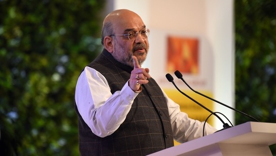 Union home minister Amit Shah at the Hindustan Times Leadership Summit (HTLS) 2021 on Saturday, December 4, 2021.(HT Photo)