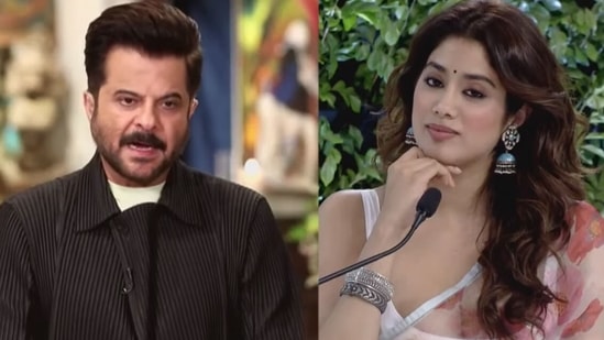 Janhvi Kapoor and Anil Kapoor at HTLS 2021.&nbsp;