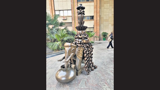 Neeraj Gupta’s elephant sculpture titled Heaven and Earth. Neeraj Gupta’s elephant sculpture titled Heaven and Earth.