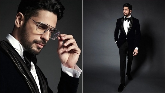 Managing to steal hearts with every photoshoot, Bollywood actor Sidharth Malhotra once again left fans drooling over his dapper style as he looked “red carpet ready” in a metallic orbit tuxedo.(Instagram/sidmalhotra)