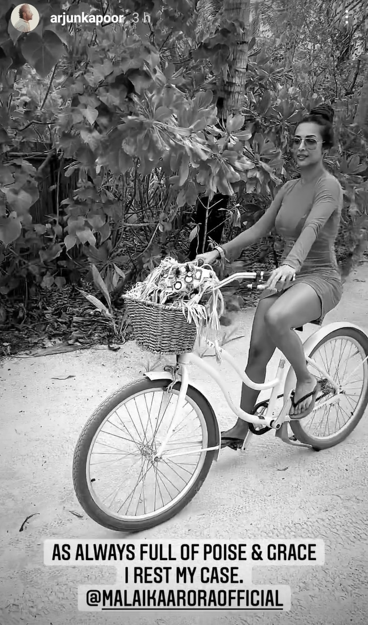 Malaika Arora goes cycling at the Maldives(Instagram/arjunkapoor)