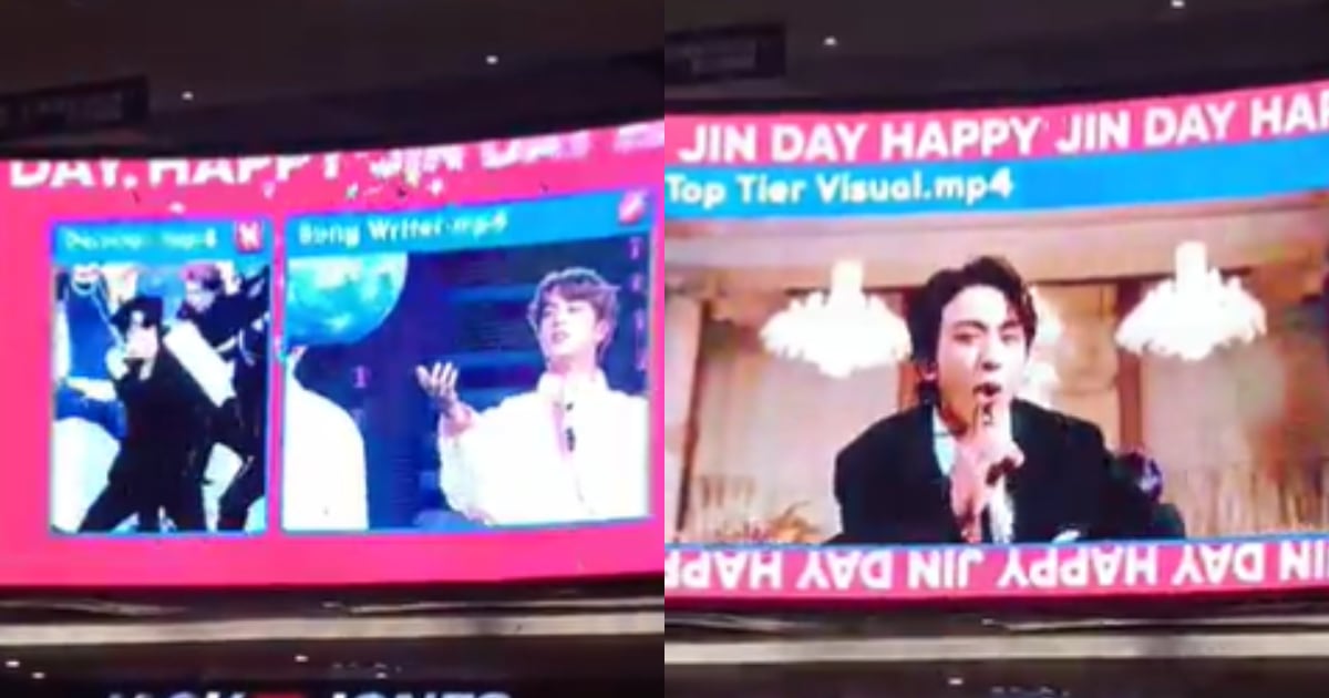 BTS fans in India celebrate Jin's birthday with a digital ad in a mall.&nbsp;