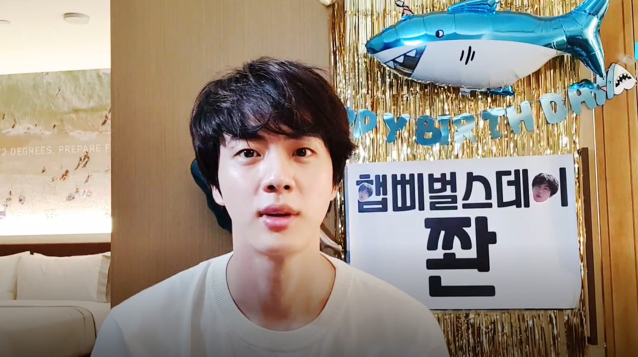 BTS singer Jin hosted a Vlive on his birthday. BTS singer Jin hosted a Vlive on his birthday.