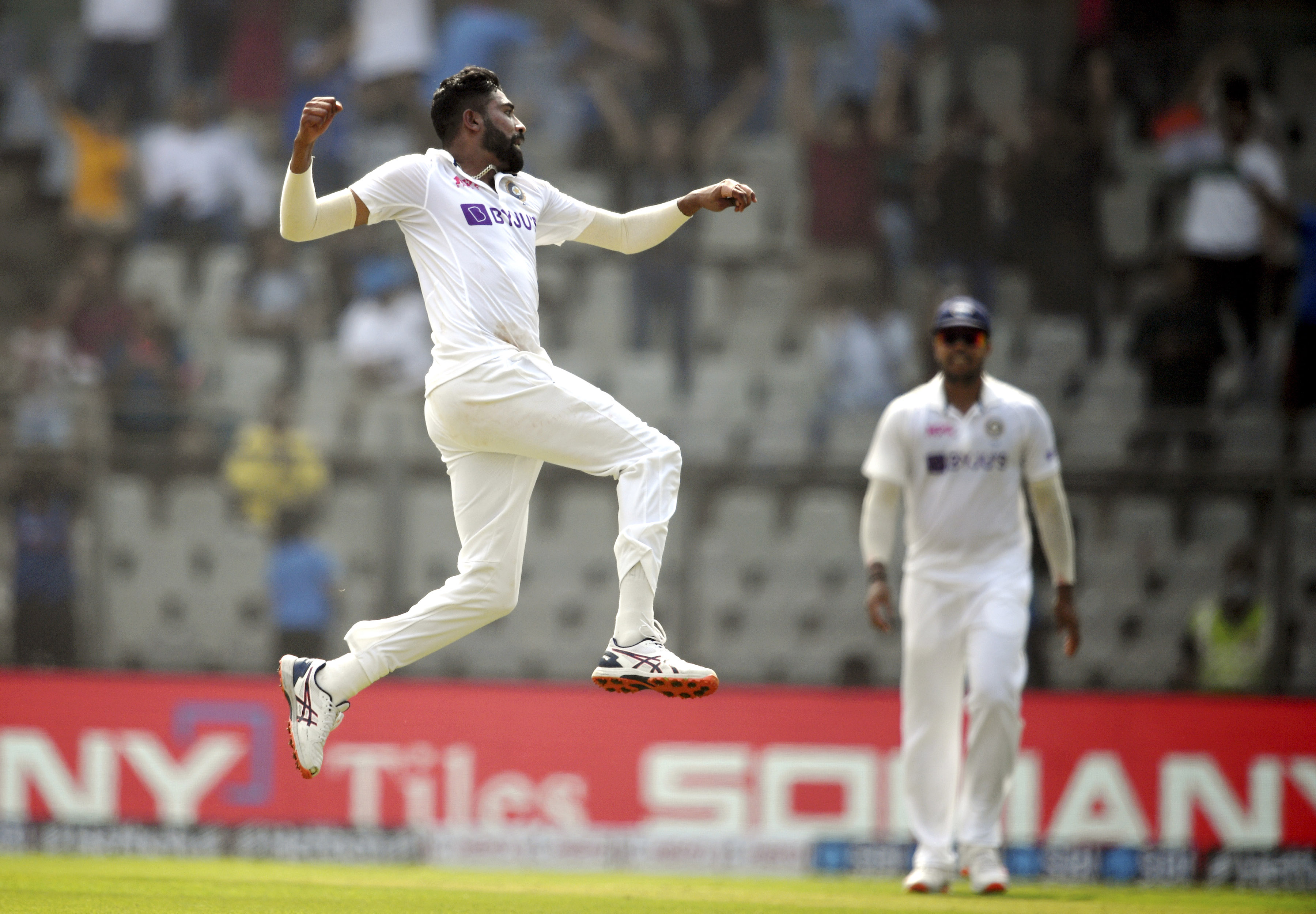 Mohammed Siraj celebrates the wicket of Ross Taylor (PTI) Mohammed Siraj celebrates the wicket of Ross Taylor (PTI)