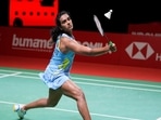 India's Pusarla V. Sindhu competes against South Korea's An Se-young during their women's singles badminton final match at the BWF World Tour Finals in Nusa Dua, Bali.(AP) India's Pusarla V. Sindhu competes against South Korea's An Se-young during their women's singles badminton final match at the BWF World Tour Finals in Nusa Dua, Bali.(AP)