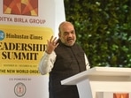 Union home minister Amit Shah delivers the keynote address at the Hindustan Times Leadership Summit, in New Delhi on Saturday. Union home minister Amit Shah delivers the keynote address at the Hindustan Times Leadership Summit, in New Delhi on Saturday.