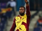 West Indies' captain Kieron Pollard gestures during the Cricket Twenty20 World Cup match between Sri Lanka and West Indies in Abu Dhabi, UAE. West Indies' captain Kieron Pollard gestures during the Cricket Twenty20 World Cup match between Sri Lanka and West Indies in Abu Dhabi, UAE.
