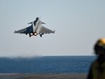 A French Rafale jet fighter takes off from France's aircraft carrier Charles-de-Gaulle. (AP)