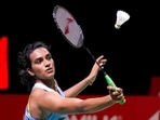 India's Pusarla V. Sindhu competes against South Korea's An Se-young during their women's singles badminton final match at the BWF World Tour Finals in Nusa Dua, Bali, Indonesia, Sunday, Dec. 5, 2021.&nbsp;(AP)