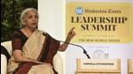 Nirmala Sitharaman, finance minister, at the Hindustan Times Leadership Summit (Vipin Kumar/HT PHOTO) Nirmala Sitharaman, finance minister, at the Hindustan Times Leadership Summit (Vipin Kumar/HT PHOTO)