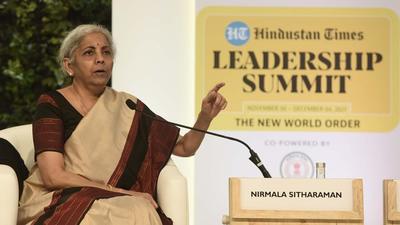 Nirmala Sitharaman, finance minister, at the Hindustan Times Leadership Summit (Vipin Kumar/HT PHOTO)