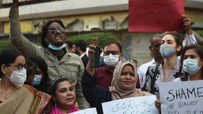 Protest against Sialkot lynching in Karachi (AFP)