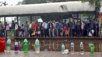 "With the system likely to move north-northeastwards along the Odisha coast towards West Bengal and develop into a well-marked low pressure area, light to moderate rainfall has begun in Kolkata, Howrah, North and South 24 Parganas, and Purba and Paschim Medinipur districts," an official said. (PTI) "With the system likely to move north-northeastwards along the Odisha coast towards West Bengal and develop into a well-marked low pressure area, light to moderate rainfall has begun in Kolkata, Howrah, North and South 24 Parganas, and Purba and Paschim Medinipur districts," an official said. (PTI)