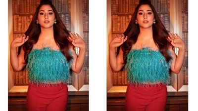 Disha shared the photos on her official page and captioned the post with fire and ice emoticons. The contrasting turquoise and red shade of the ensemble make it an incredible look for attending a late-night bash with your friends and family. The luxe vibe of the outfit also makes it an absolute head-turner. (Instagram/@dishaparmar) Disha shared the photos on her official page and captioned the post with fire and ice emoticons. The contrasting turquoise and red shade of the ensemble make it an incredible look for attending a late-night bash with your friends and family. The luxe vibe of the outfit also makes it an absolute head-turner. (Instagram/@dishaparmar)