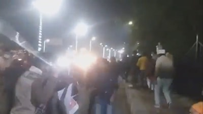 Police charges at protesting teacher recruitment candidates in Lucknow. (Screengrab from video) Police charges at protesting teacher recruitment candidates in Lucknow. (Screengrab from video)
