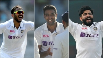 Axar Patel (L), Ravichandran Ashwin (C) and Ravindra Jadeja. (PTI) Axar Patel (L), Ravichandran Ashwin (C) and Ravindra Jadeja. (PTI)