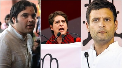 BJP MP Varun Gandhi (Left), Congress general secretary Priyanka Gandhi (Centre), Congress leader Rahul Gandhi (Right). BJP MP Varun Gandhi (Left), Congress general secretary Priyanka Gandhi (Centre), Congress leader Rahul Gandhi (Right).